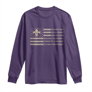 Funny Scout Leader Camping USA American Flag Long Sleeve Shirt TS11 Purple Print Your Wear