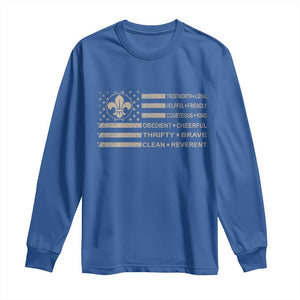 Funny Scout Leader Camping USA American Flag Long Sleeve Shirt TS11 Royal Blue Print Your Wear