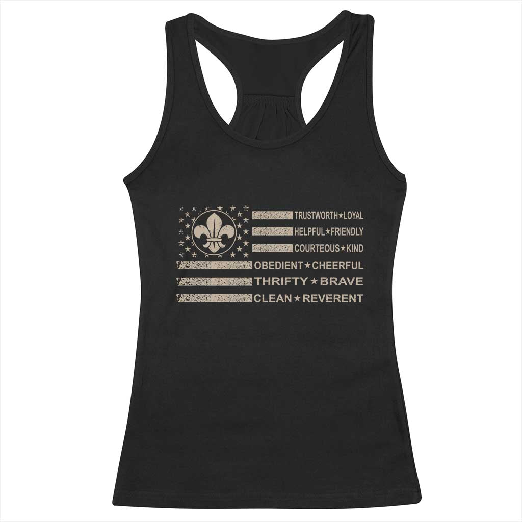 Funny Scout Leader Camping USA American Flag Racerback Tank Top TS11 Black Print Your Wear