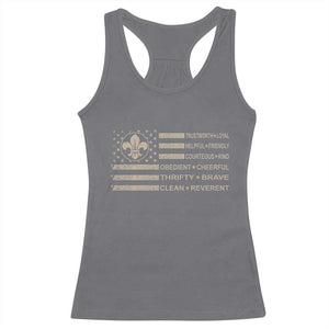 Funny Scout Leader Camping USA American Flag Racerback Tank Top TS11 Charcoal Print Your Wear
