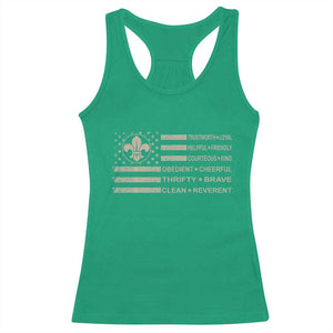 Funny Scout Leader Camping USA American Flag Racerback Tank Top TS11 Irish Green Print Your Wear