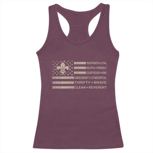 Funny Scout Leader Camping USA American Flag Racerback Tank Top TS11 Maroon Print Your Wear