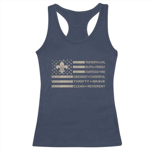 Funny Scout Leader Camping USA American Flag Racerback Tank Top TS11 Navy Print Your Wear