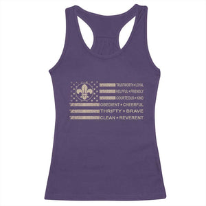 Funny Scout Leader Camping USA American Flag Racerback Tank Top TS11 Purple Print Your Wear
