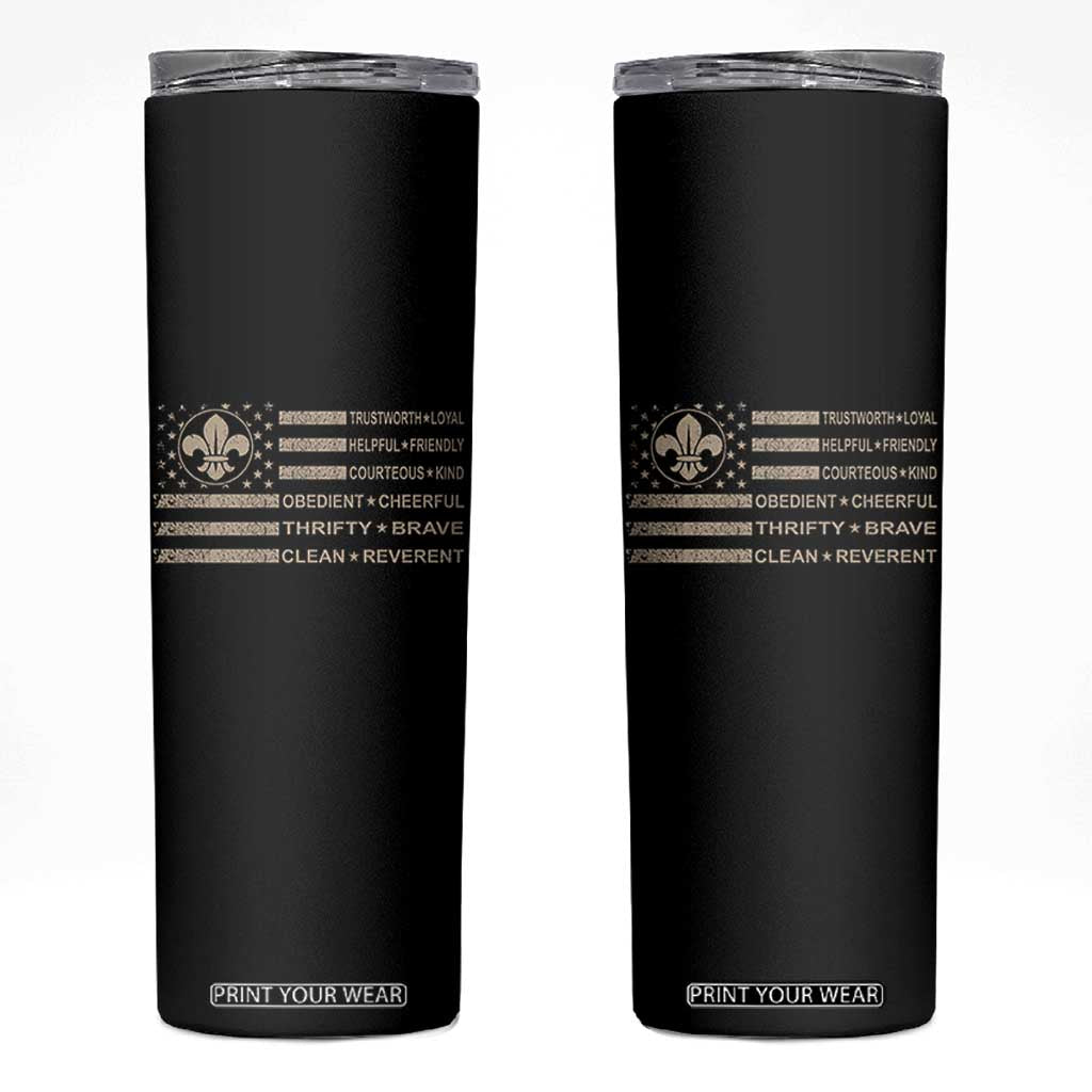 Funny Scout Leader Camping USA American Flag Skinny Tumbler TS11 Black Print Your Wear