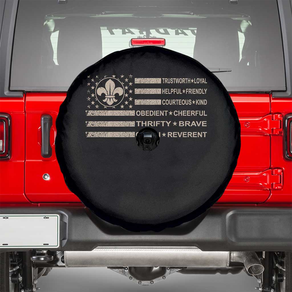 Funny Scout Leader Camping USA American Flag Spare Tire Cover TS11 Black Print Your Wear