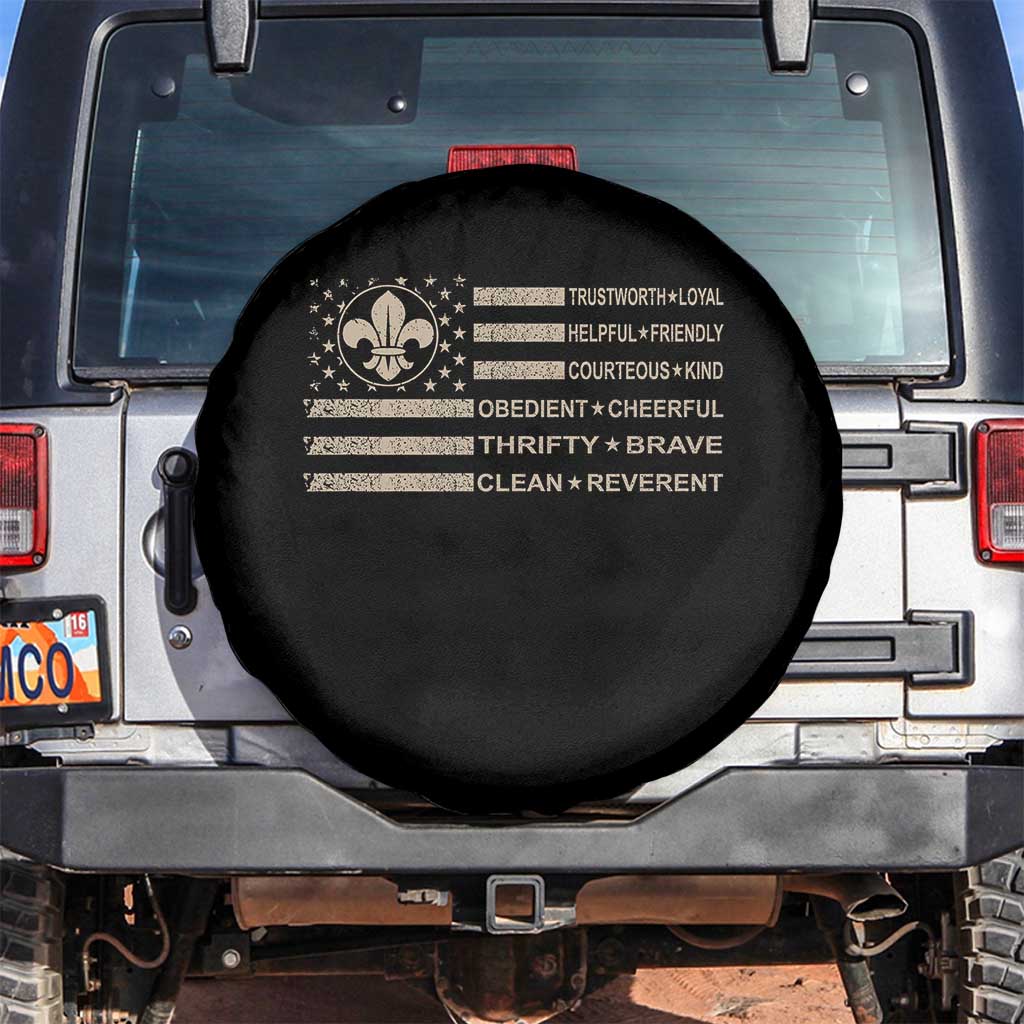 Funny Scout Leader Camping USA American Flag Spare Tire Cover TS11 No hole Black Print Your Wear