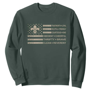 Funny Scout Leader Camping USA American Flag Sweatshirt TS11 Dark Forest Green Print Your Wear