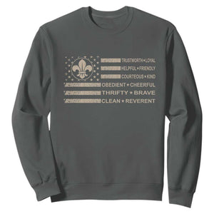 Funny Scout Leader Camping USA American Flag Sweatshirt TS11 Dark Heather Print Your Wear