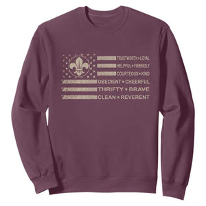 Funny Scout Leader Camping USA American Flag Sweatshirt TS11 Maroon Print Your Wear