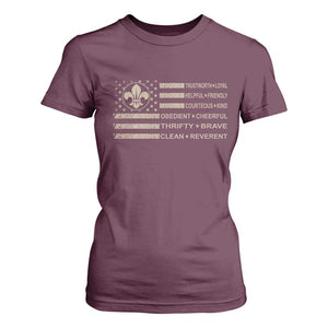 Funny Scout Leader Camping USA American Flag T Shirt For Women TS11 Maroon Print Your Wear