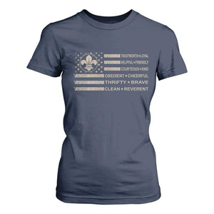 Funny Scout Leader Camping USA American Flag T Shirt For Women TS11 Navy Print Your Wear