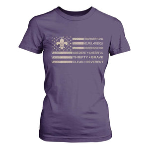 Funny Scout Leader Camping USA American Flag T Shirt For Women TS11 Purple Print Your Wear