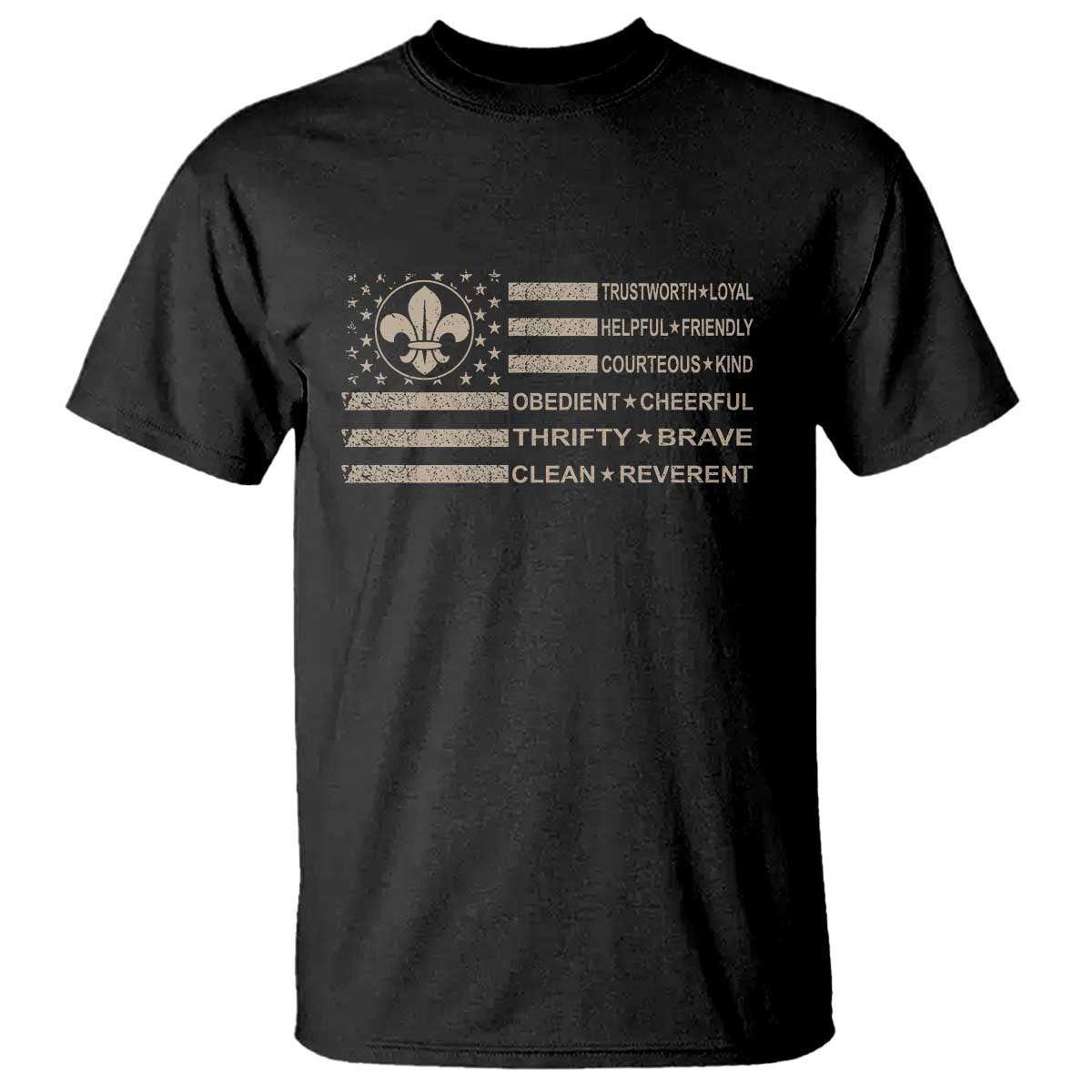 Funny Scout Leader Camping USA American Flag T Shirt TS11 Black Print Your Wear