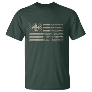 Funny Scout Leader Camping USA American Flag T Shirt TS11 Dark Forest Green Print Your Wear