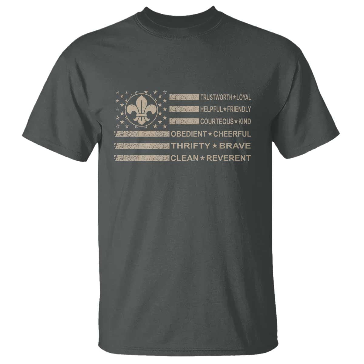 Funny Scout Leader Camping USA American Flag T Shirt TS11 Dark Heather Print Your Wear