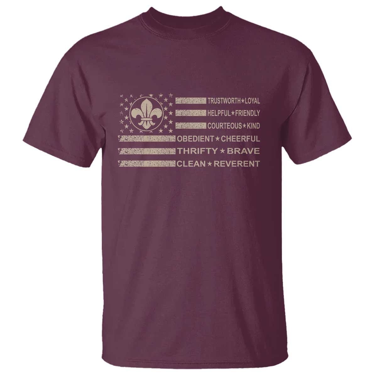 Funny Scout Leader Camping USA American Flag T Shirt TS11 Maroon Print Your Wear