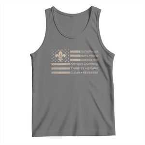Funny Scout Leader Camping USA American Flag Tank Top TS11 Black Heather Print Your Wear