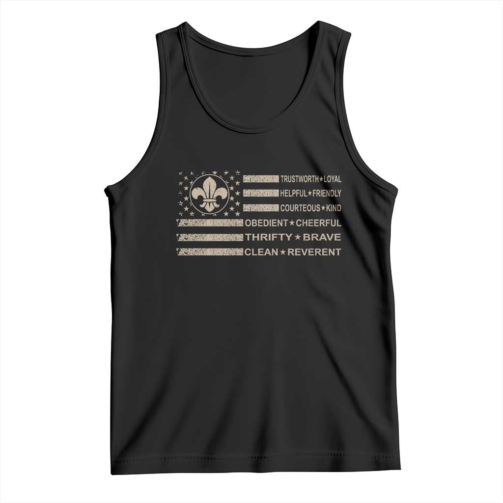 Funny Scout Leader Camping USA American Flag Tank Top TS11 Black Print Your Wear