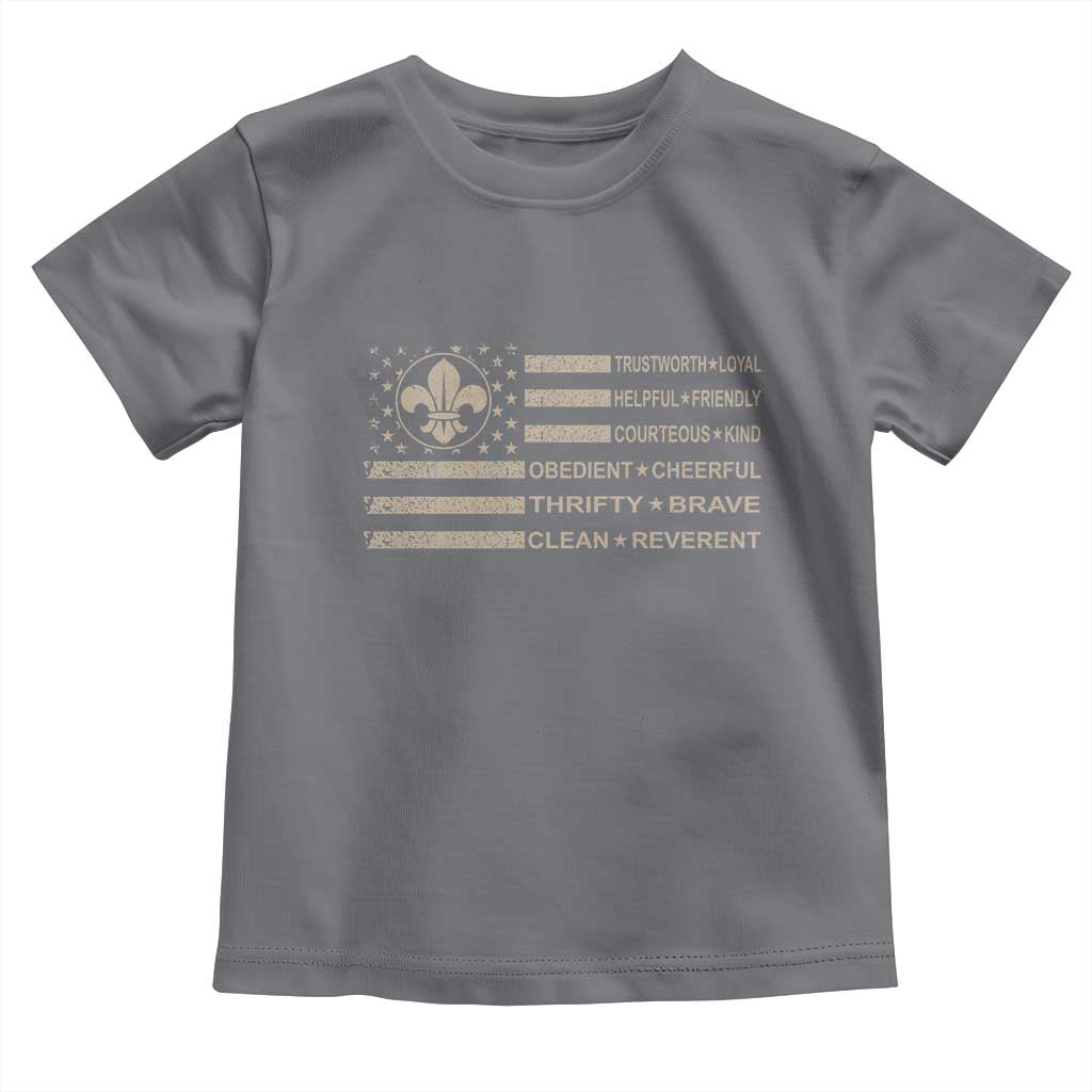 Funny Scout Leader Camping USA American Flag Toddler T Shirt TS11 Charcoal Print Your Wear