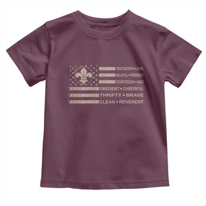 Funny Scout Leader Camping USA American Flag Toddler T Shirt TS11 Maroon Print Your Wear