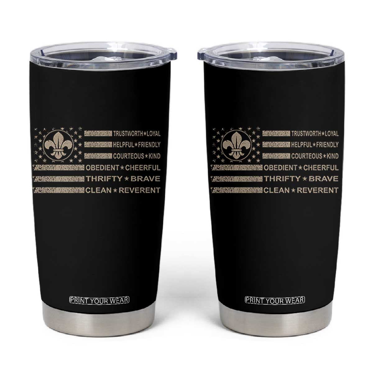 Funny Scout Leader Camping USA American Flag Tumbler Cup TS11 Black Print Your Wear
