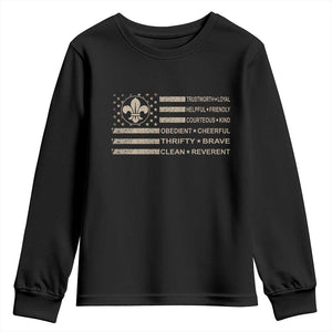 Funny Scout Leader Camping USA American Flag Youth Sweatshirt TS11 Black Print Your Wear