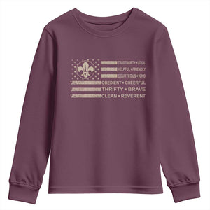 Funny Scout Leader Camping USA American Flag Youth Sweatshirt TS11 Maroon Print Your Wear