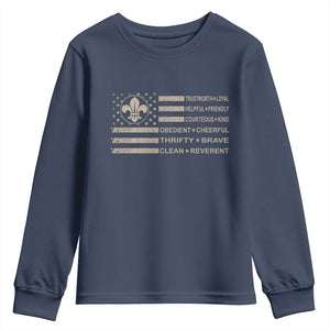 Funny Scout Leader Camping USA American Flag Youth Sweatshirt TS11 Navy Print Your Wear