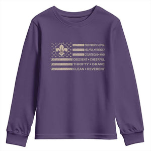Funny Scout Leader Camping USA American Flag Youth Sweatshirt TS11 Purple Print Your Wear