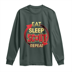 Funny Scout Long Sleeve Shirt Eat Sleep Scout Repeat Scouting Lovers Camping Hiking Outdoors TS02 Dark Forest Green Print Your Wear
