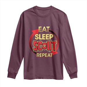 Funny Scout Long Sleeve Shirt Eat Sleep Scout Repeat Scouting Lovers Camping Hiking Outdoors TS02 Maroon Print Your Wear