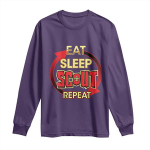 Funny Scout Long Sleeve Shirt Eat Sleep Scout Repeat Scouting Lovers Camping Hiking Outdoors TS02 Purple Print Your Wear