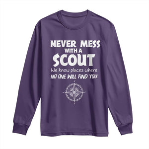 Funny Scout Long Sleeve Shirt Never Mess With A Scout Compass TS02 Purple Print Your Wear
