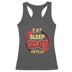 Funny Scout Racerback Tank Top Eat Sleep Scout Repeat Scouting Lovers Camping Hiking Outdoors TS02 Dark Heather Print Your Wear