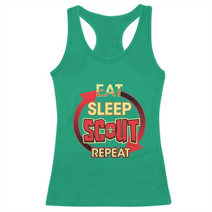 Funny Scout Racerback Tank Top Eat Sleep Scout Repeat Scouting Lovers Camping Hiking Outdoors TS02 Irish Green Print Your Wear