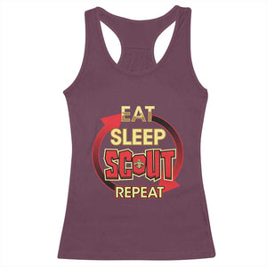 Funny Scout Racerback Tank Top Eat Sleep Scout Repeat Scouting Lovers Camping Hiking Outdoors TS02 Maroon Print Your Wear