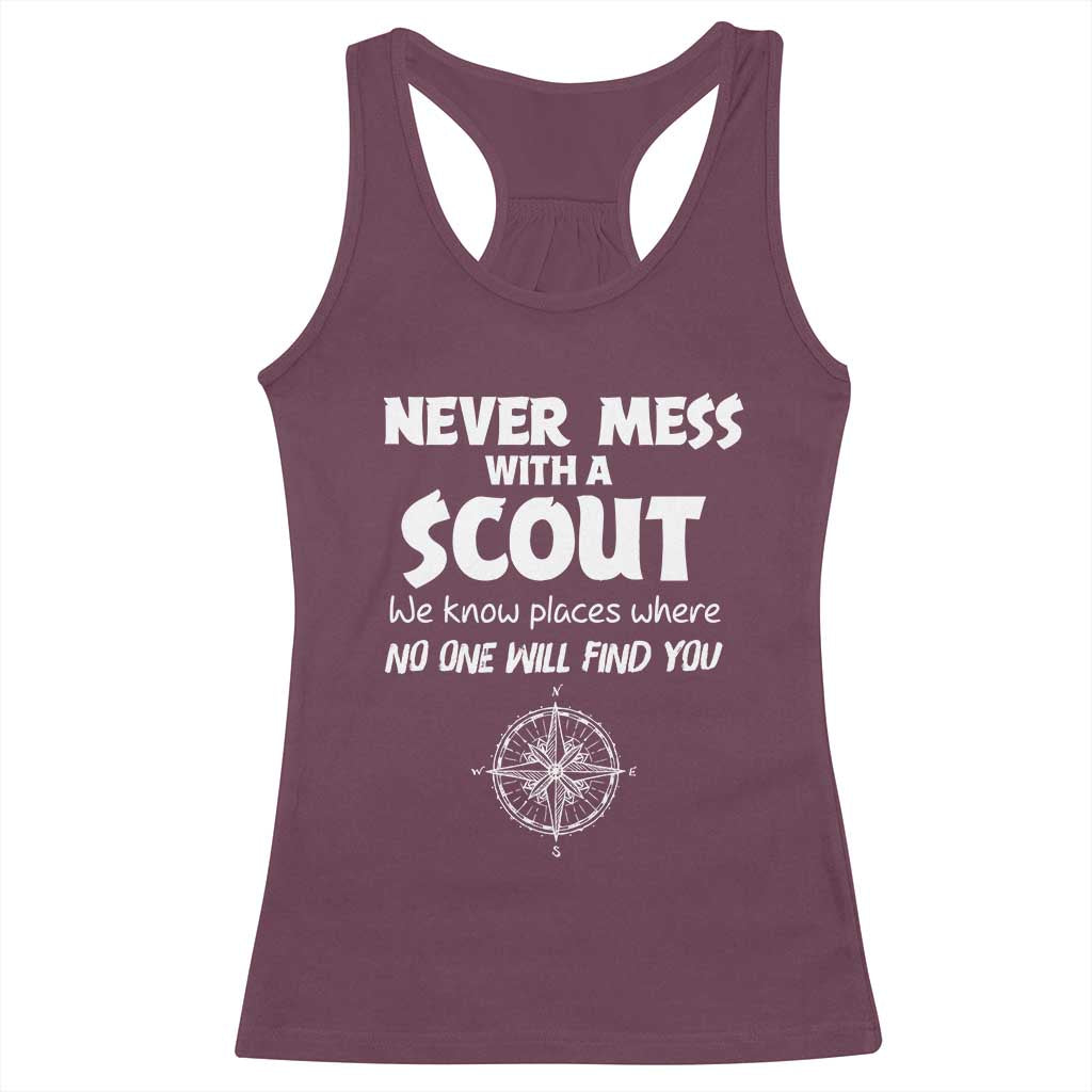 Funny Scout Racerback Tank Top Never Mess With A Scout Compass TS02 Maroon Print Your Wear