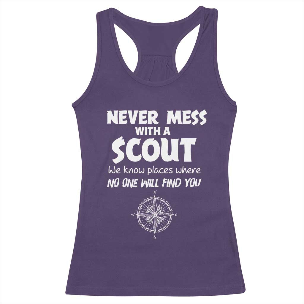Funny Scout Racerback Tank Top Never Mess With A Scout Compass TS02 Purple Print Your Wear