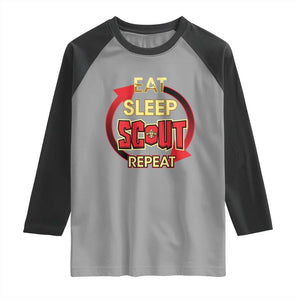 Funny Scout Raglan Shirt Eat Sleep Scout Repeat Scouting Lovers Camping Hiking Outdoors TS02 Sport Gray Black Print Your Wear