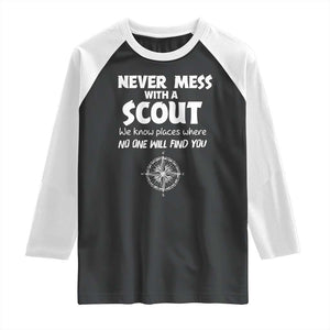 Funny Scout Raglan Shirt Never Mess With A Scout Compass TS02 Black White Print Your Wear