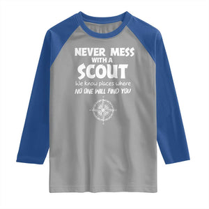 Funny Scout Raglan Shirt Never Mess With A Scout Compass TS02 Sport Gray Royal Print Your Wear