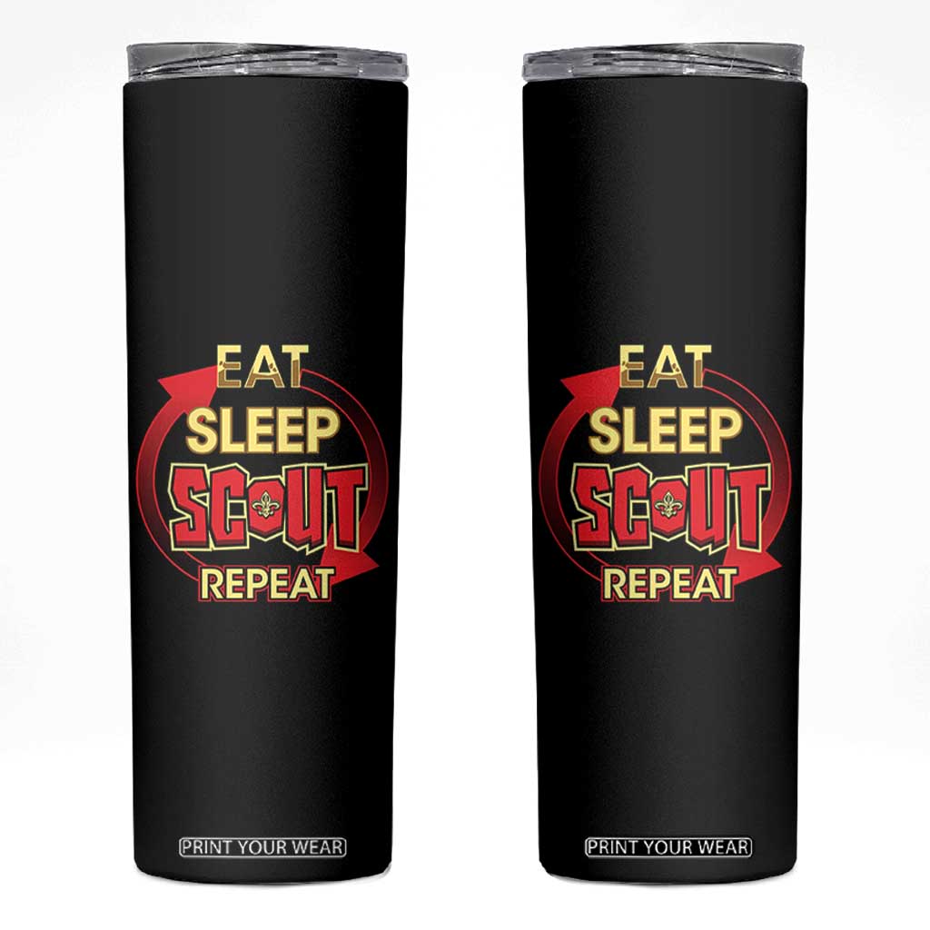 Funny Scout Skinny Tumbler Eat Sleep Scout Repeat Scouting Lovers Camping Hiking Outdoors TS02 Black Print Your Wear