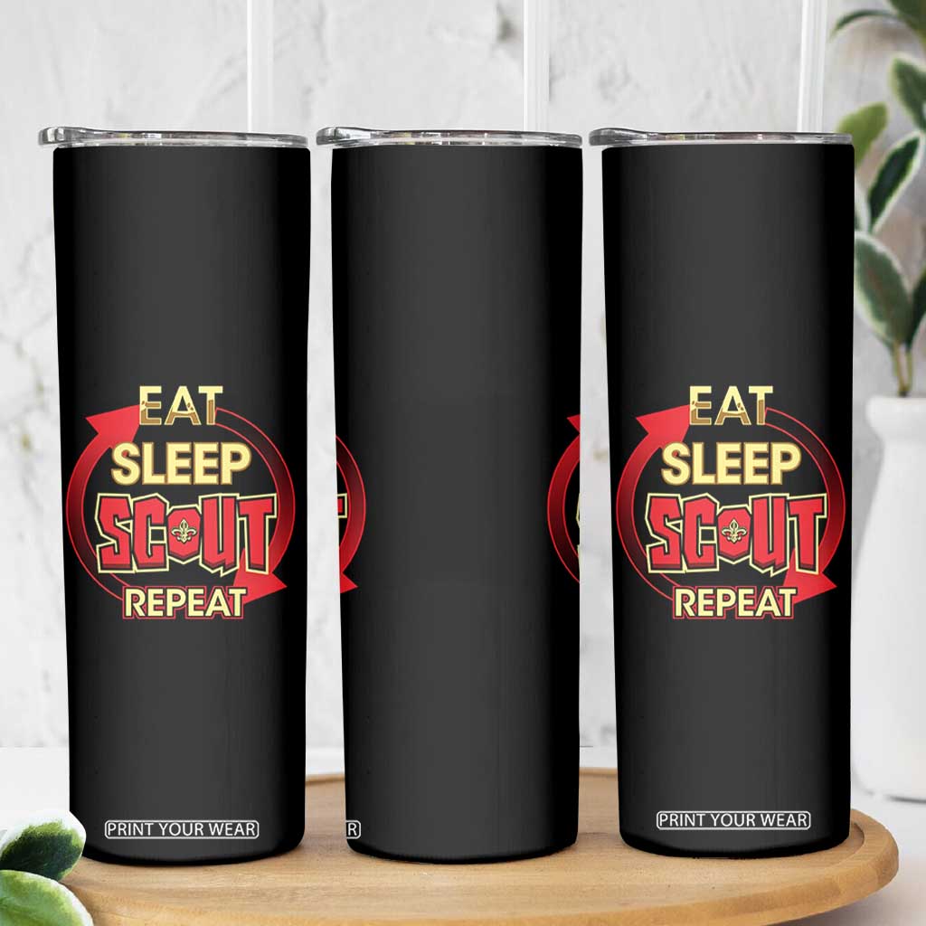 Funny Scout Skinny Tumbler Eat Sleep Scout Repeat Scouting Lovers Camping Hiking Outdoors TS02 Print Your Wear