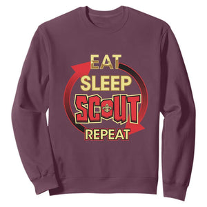 Funny Scout Sweatshirt Eat Sleep Scout Repeat Scouting Lovers Camping Hiking Outdoors TS02 Maroon Print Your Wear