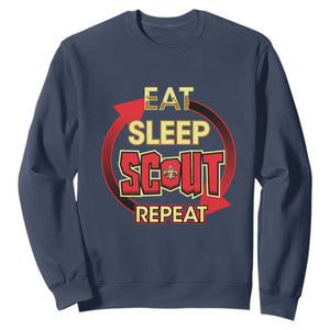 Funny Scout Sweatshirt Eat Sleep Scout Repeat Scouting Lovers Camping Hiking Outdoors TS02 Navy Print Your Wear
