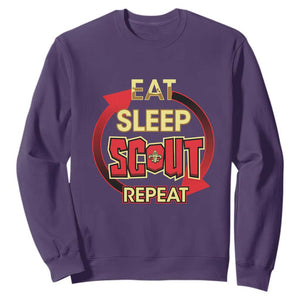 Funny Scout Sweatshirt Eat Sleep Scout Repeat Scouting Lovers Camping Hiking Outdoors TS02 Purple Print Your Wear