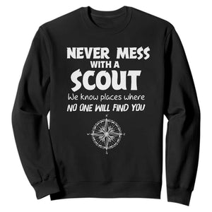 Funny Scout Sweatshirt Never Mess With A Scout Compass TS02 Black Print Your Wear