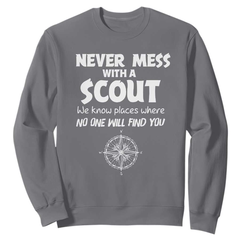Funny Scout Sweatshirt Never Mess With A Scout Compass TS02 Charcoal Print Your Wear