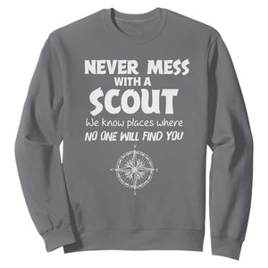 Funny Scout Sweatshirt Never Mess With A Scout Compass TS02 Charcoal Print Your Wear